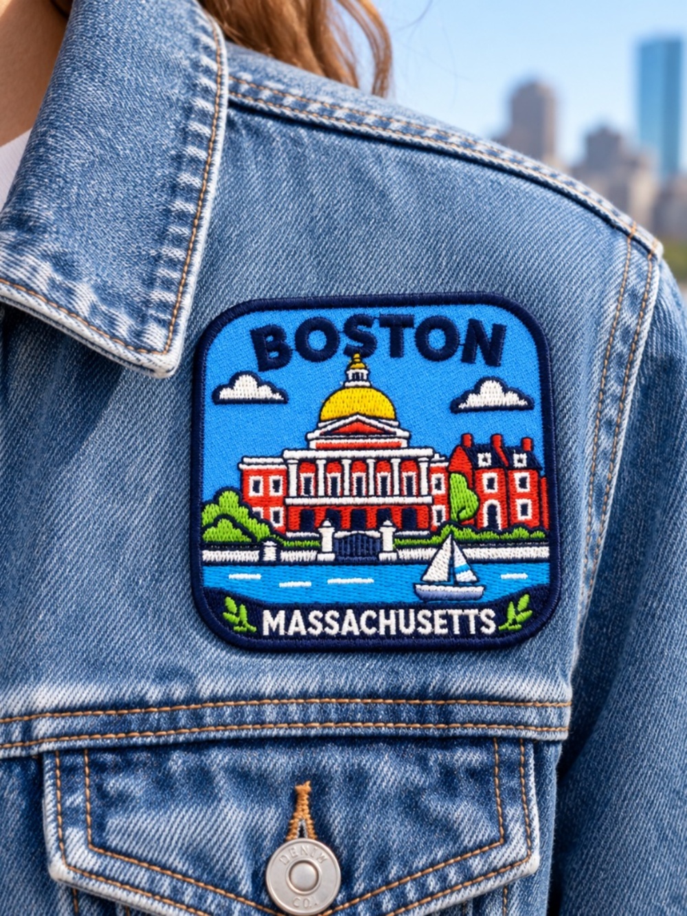 Boston Massachusetts Patch – 3 Inch Embroidered Iron-On Travel Souvenir